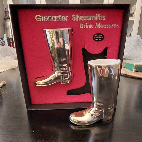 Vintage Silver Plated Grenadier Riding Boots Shot Measures NIB - Picture 5 of 6
